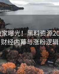 1296. 独家曝光！黑料资源2020年7月财经内幕与涨粉逻辑